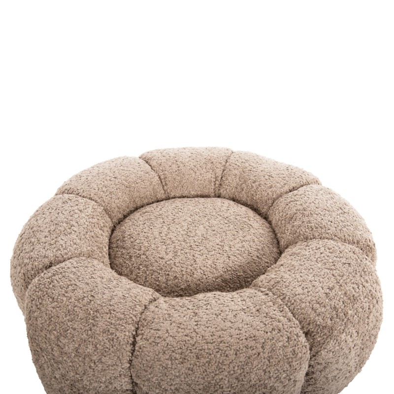 SET SWIVELLING ARMCHAIR WITH ROUND STOOL GRYMM FK10928.08 BROWNISH BEIGE BOUCLE FABRIC SET SWIVELLING ARMCHAIR WITH ROUND STOOL GRYMM FK10928.08 BROWNISH BEIGE BOUCLE FABRIC