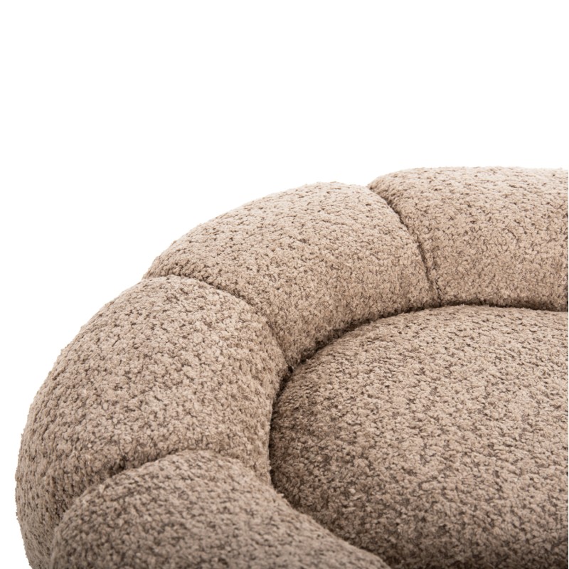 SET SWIVELLING ARMCHAIR WITH ROUND STOOL GRYMM FK10928.08 BROWNISH BEIGE BOUCLE FABRIC SET SWIVELLING ARMCHAIR WITH ROUND STOOL GRYMM FK10928.08 BROWNISH BEIGE BOUCLE FABRIC