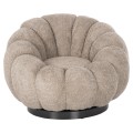 SET SWIVELLING ARMCHAIR WITH ROUND STOOL GRYMM FK10928.08 BROWNISH BEIGE BOUCLE FABRIC SET SWIVELLING ARMCHAIR WITH ROUND STOOL GRYMM FK10928.08 BROWNISH BEIGE BOUCLE FABRIC