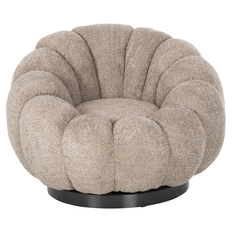 SET SWIVELLING ARMCHAIR WITH ROUND STOOL GRYMM FK10928.08 BROWNISH BEIGE BOUCLE FABRIC SET SWIVELLING ARMCHAIR WITH ROUND STOOL GRYMM FK10928.08 BROWNISH BEIGE BOUCLE FABRIC