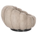 SET SWIVELLING ARMCHAIR WITH ROUND STOOL GRYMM FK10928.08 BROWNISH BEIGE BOUCLE FABRIC SET SWIVELLING ARMCHAIR WITH ROUND STOOL GRYMM FK10928.08 BROWNISH BEIGE BOUCLE FABRIC