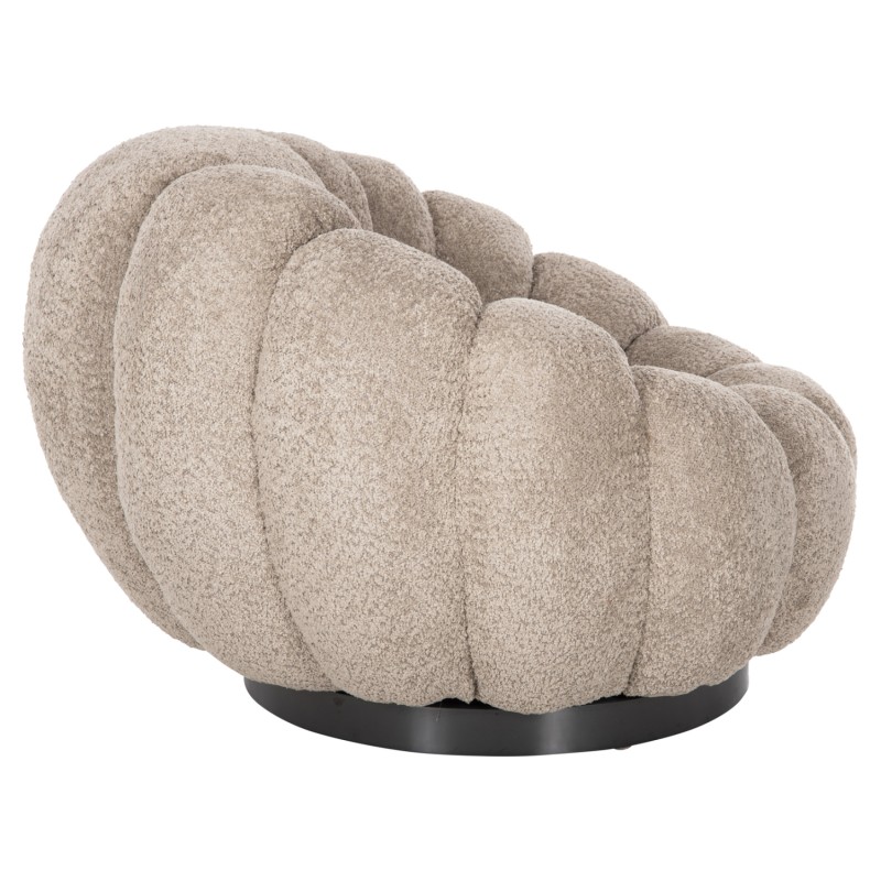 SET SWIVELLING ARMCHAIR WITH ROUND STOOL GRYMM FK10928.08 BROWNISH BEIGE BOUCLE FABRIC SET SWIVELLING ARMCHAIR WITH ROUND STOOL GRYMM FK10928.08 BROWNISH BEIGE BOUCLE FABRIC
