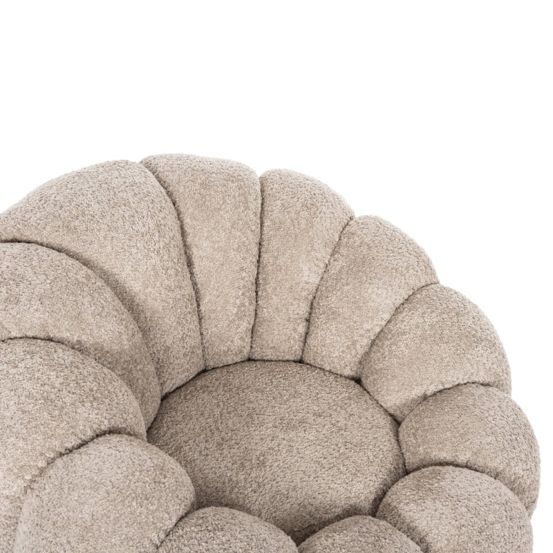 SET SWIVELLING ARMCHAIR WITH ROUND STOOL GRYMM FK10928.08 BROWNISH BEIGE BOUCLE FABRIC SET SWIVELLING ARMCHAIR WITH ROUND STOOL GRYMM FK10928.08 BROWNISH BEIGE BOUCLE FABRIC