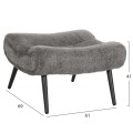 LOUNGE ARMCHAIR WITH FOOTREST BRYM FK10929.11 GREY BOUCLE FABRIC-BLACK LEGS 97x80x100Hcm.