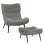 LOUNGE ARMCHAIR WITH FOOTREST BRYM FK10929.11 GREY BOUCLE FABRIC-BLACK LEGS 97x80x100Hcm.