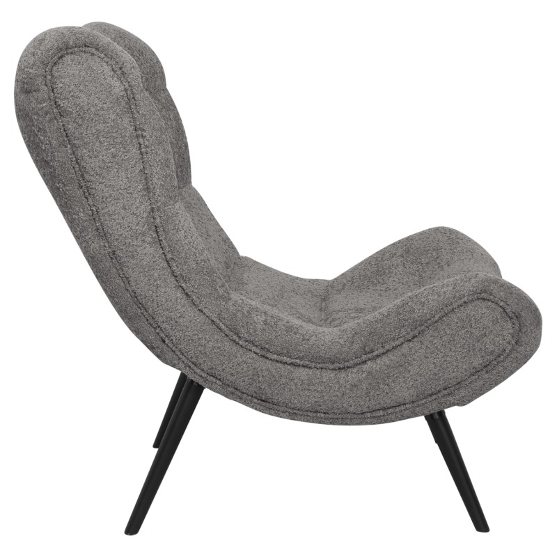 LOUNGE ARMCHAIR WITH FOOTREST BRYM FK10929.11 GREY BOUCLE FABRIC-BLACK LEGS 97x80x100Hcm.