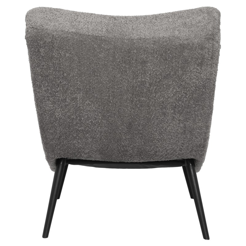 LOUNGE ARMCHAIR WITH FOOTREST BRYM FK10929.11 GREY BOUCLE FABRIC-BLACK LEGS 97x80x100Hcm.