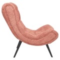LOUNGE ARMCHAIR WITH FOOTREST BRYM FK10929.02 PINK BOUCLE FABRIC-BLACK LEGS 97x80x100Hcm.