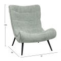 LOUNGE ARMCHAIR WITH FOOTREST BRYM FK10929.05 PISTACHIO GREEN BOUCLE FABRIC-BLACK LEGS 97x80x100Hcm.