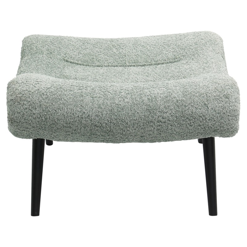 LOUNGE ARMCHAIR WITH FOOTREST BRYM FK10929.05 PISTACHIO GREEN BOUCLE FABRIC-BLACK LEGS 97x80x100Hcm.