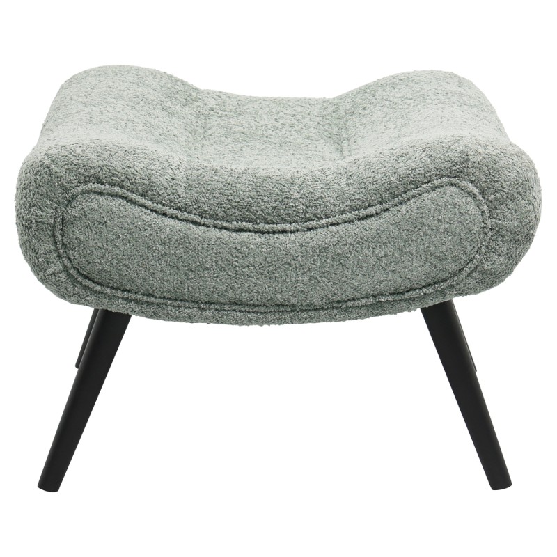 LOUNGE ARMCHAIR WITH FOOTREST BRYM FK10929.05 PISTACHIO GREEN BOUCLE FABRIC-BLACK LEGS 97x80x100Hcm.
