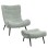 LOUNGE ARMCHAIR WITH FOOTREST BRYM FK10929.05 PISTACHIO GREEN BOUCLE FABRIC-BLACK LEGS 97x80x100Hcm.