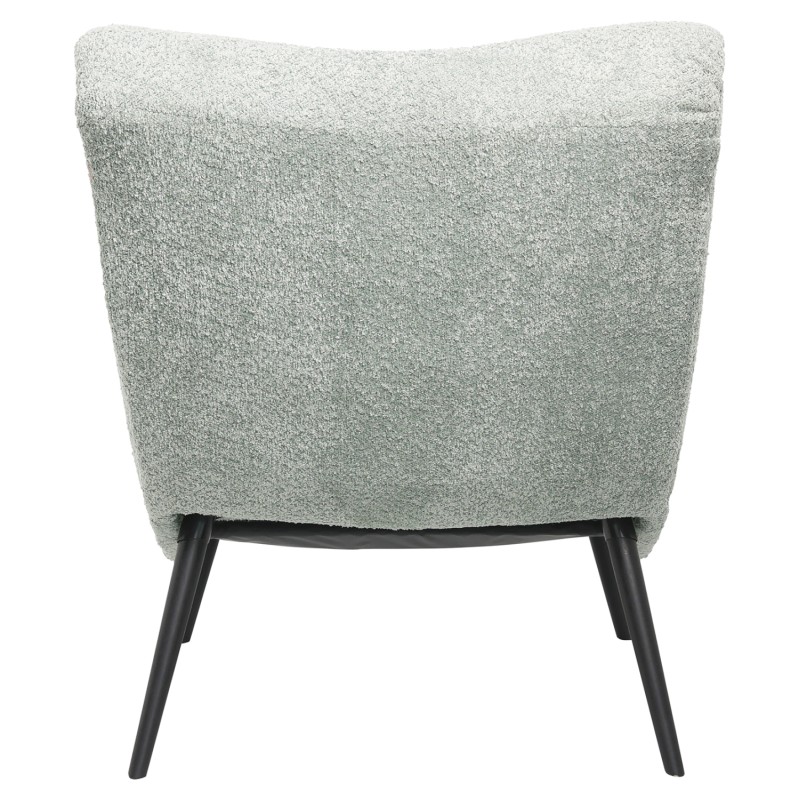 LOUNGE ARMCHAIR WITH FOOTREST BRYM FK10929.05 PISTACHIO GREEN BOUCLE FABRIC-BLACK LEGS 97x80x100Hcm.