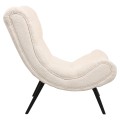 LOUNGE ARMCHAIR WITH FOOTREST BRYM FK10929.06 ECRU BOUCLE FABRIC-BLACK LEGS 97x80x100Hcm.