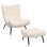 LOUNGE ARMCHAIR WITH FOOTREST BRYM FK10929.06 ECRU BOUCLE FABRIC-BLACK LEGS 97x80x100Hcm.