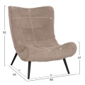 LOUNGE ARMCHAIR WITH FOOTREST BRYM FK10929.08 BROWNISH BEIGE BOUCLE-BLACK LEGS 80x95x95Hcm.