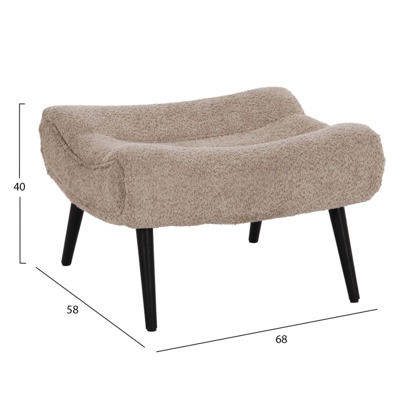 LOUNGE ARMCHAIR WITH FOOTREST BRYM FK10929.08 BROWNISH BEIGE BOUCLE-BLACK LEGS 80x95x95Hcm.