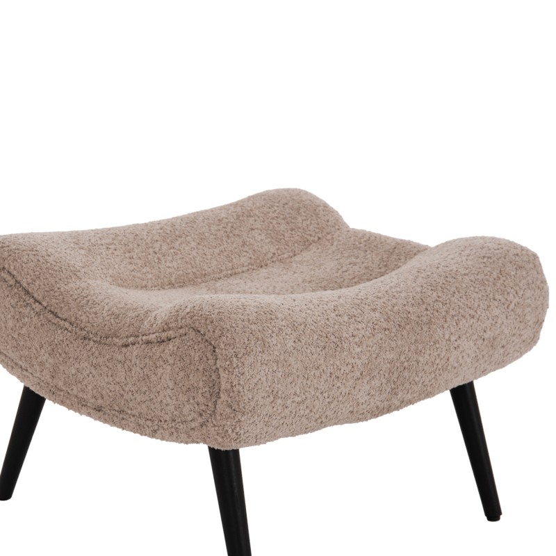 LOUNGE ARMCHAIR WITH FOOTREST BRYM FK10929.08 BROWNISH BEIGE BOUCLE-BLACK LEGS 80x95x95Hcm.