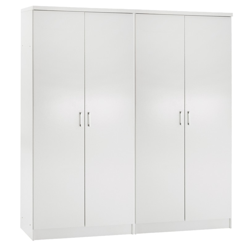 TWO WARDROBES 2-LEAF JENNA FK11350.05 MELAMINE IN WHITE 160x43x181Hcm.
