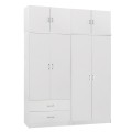 WARDROBE 4-LEAF WITH LOFT & DRAWERS JENNA FK11355.05 MELAMINE IN WHITE 160x43x240Hcm