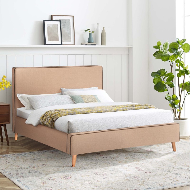 DOUBLE BED WITH MATTRESS INDRA FK10810.02 BEIGE FABRIC--FOR MATTRESS 160x200cm. DOUBLE BED WITH MATTRESS INDRA FK10810.02 BEIGE FABRIC--FOR MATTRESS 160x200cm.