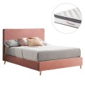 DOUBLE BED WITH MATTRESS INDRA FK10810.12 DUSTY PINK VELVET--FOR MATTRESS 160x200cm. DOUBLE BED WITH MATTRESS INDRA FK10810.12 DUSTY PINK VELVET--FOR MATTRESS 160x200cm.
