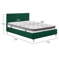 DOUBLE BED WITH MATTRESS INDRA FK10810.13 CYPRESS GREEN VELVET--FOR MATTRESS 160x200cm.