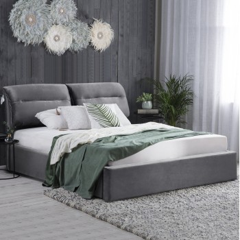BED WITH MATTRESS & STORAGE SPACE KENDRA FK10809.01 GREY VELVET--FOR MATTRESS 160x200cm. BED WITH MATTRESS & STORAGE SPACE KENDRA FK10809.01 GREY VELVET--FOR MATTRESS 160x200cm.