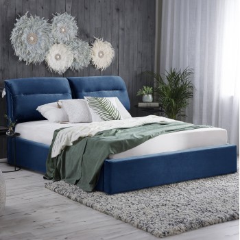 BED WITH MATTRESS & STORAGE SPACE KENDRA FK10809.18 BLUE VELVET--FOR MATTRESS 160x200cm. BED WITH MATTRESS & STORAGE SPACE KENDRA FK10809.18 BLUE VELVET--FOR MATTRESS 160x200cm.