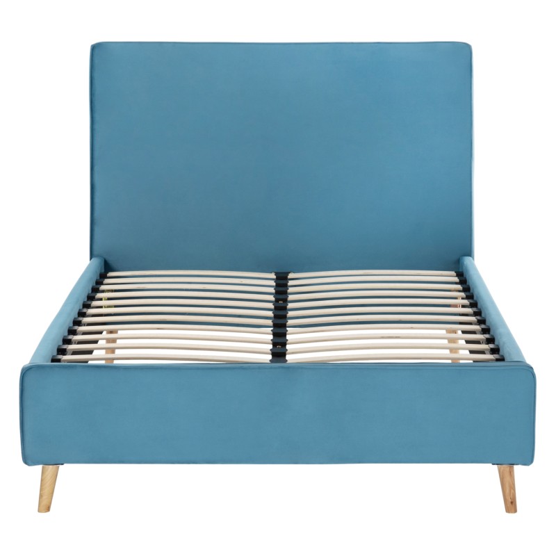 SEMI-DOUBLE BED WITH MATTRESS MAYLIN FK10758.02 TURQUOISE VELVET--MATTRESS 120X200cm