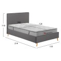 SEMI-DOUBLE BED WITH MATTRESS MAYLIN FK10758.03 GREY FABRIC--MATTRESS 120X200cm