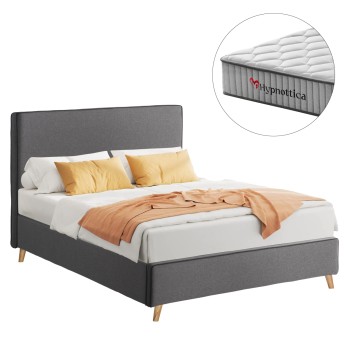 SEMI-DOUBLE BED WITH MATTRESS MAYLIN FK10758.03 GREY FABRIC--MATTRESS 120X200cm