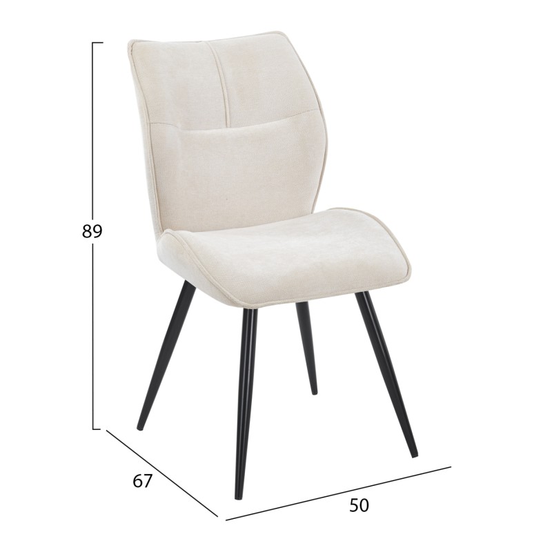 DINING CHAIR GAFF FK18425.02 BEIGE FABRIC-METAL BLACK LEGS 49x63x90Hcm. DINING CHAIR GAFF FK18425.02 BEIGE FABRIC-METAL BLACK LEGS 49x63x90Hcm.
