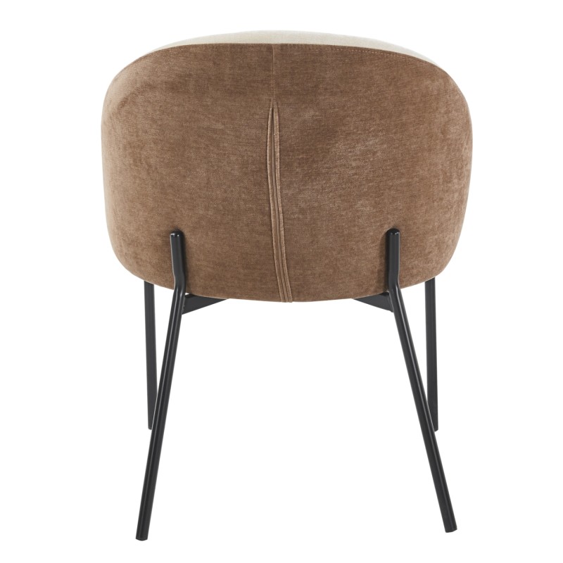 DINING CHAIR DETTON FK18426.02 BROWN/LIGHT BEIGE FABRIC-METAL BLACK LEGS 58x56x76Hcm.