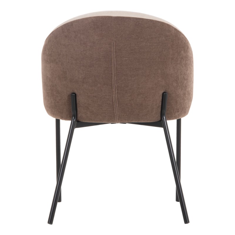 DINING CHAIR DETTON FK18426.02 BROWN/LIGHT BEIGE FABRIC-METAL BLACK LEGS 58x56x76Hcm.