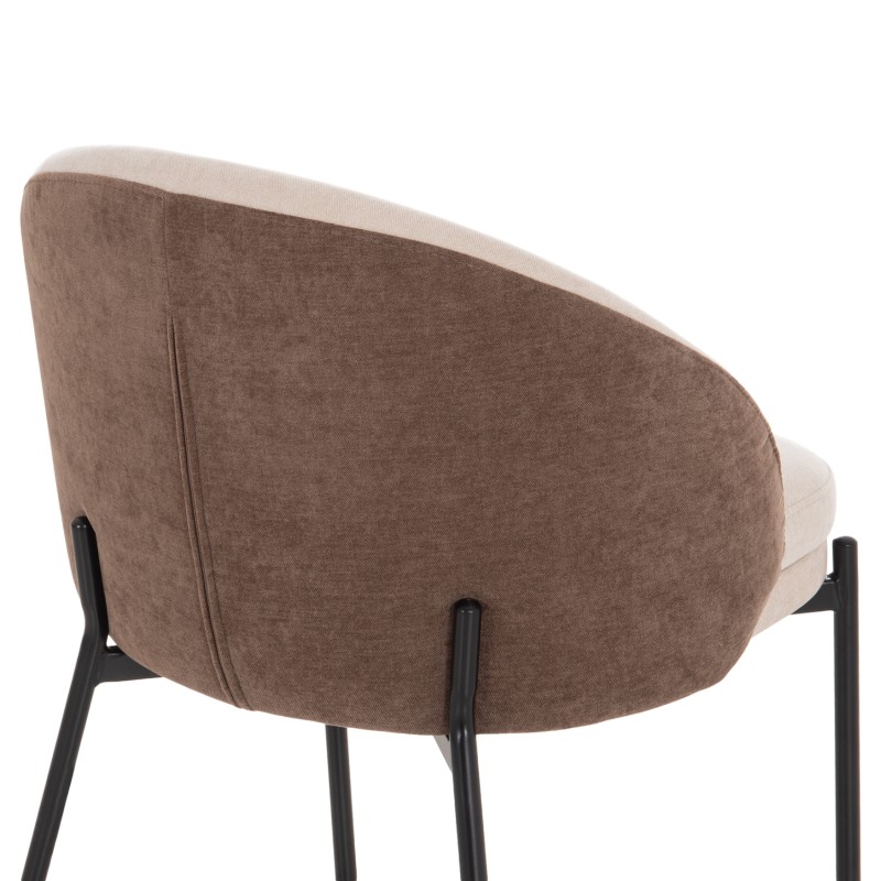 DINING CHAIR DETTON FK18426.02 BROWN/LIGHT BEIGE FABRIC-METAL BLACK LEGS 58x56x76Hcm.