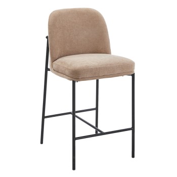 BAR STOOL MED.HEIGHT MANIDO FK18427.02 TAUPE FABRIC--BLACK METAL FRAME 45x55x92Hcm.