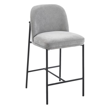 BAR STOOL MED.HEIGHT MANIDO FK18427.01 GREY FABRIC--BLACK METAL FRAME 45x55x92Hcm.