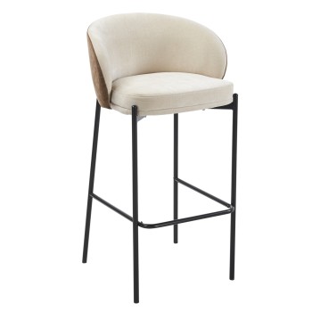 BAR STOOL DETTON FK18430.02 BEIGE/BROWN FABRIC--BLACK METAL FRAME 55x50x97Hcm.