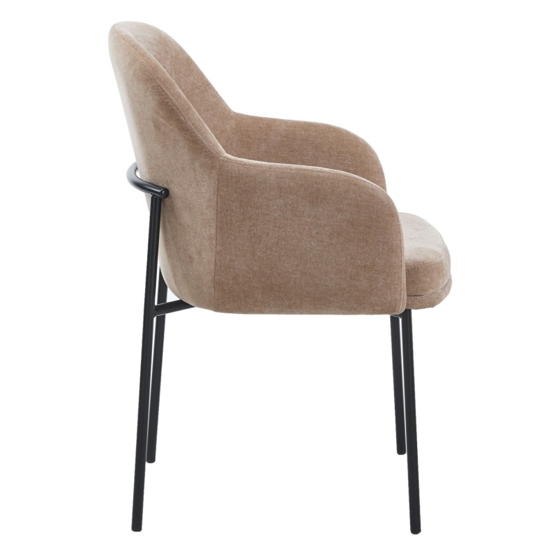 DINING CHAIR MANIDO FK18429.03 TAUPE FABRIC--BLACK METAL LEGS 54x61x87Hcm. DINING CHAIR MANIDO FK18429.03 TAUPE FABRIC--BLACK METAL LEGS 54x61x87Hcm.