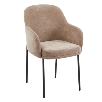 DINING CHAIR MANIDO FK18429.03 TAUPE FABRIC--BLACK METAL LEGS 54x61x87Hcm.