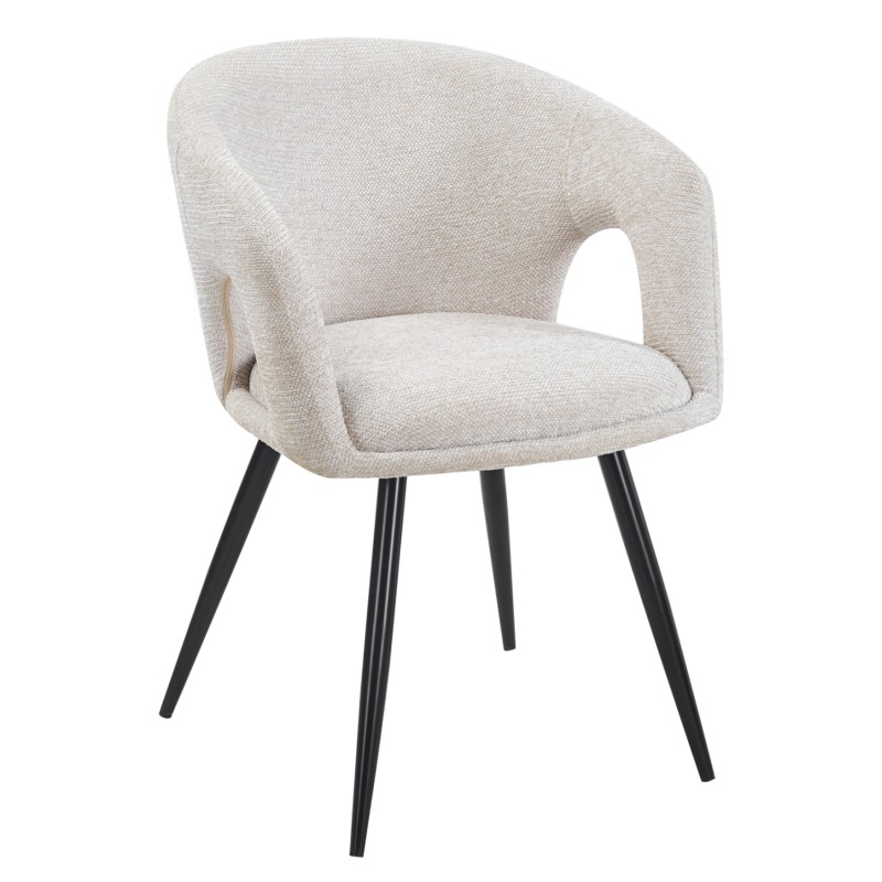DINING CHAIR CORNEL FK18431.02 BEIGE FABRIC--BLACK METAL LEGS 59x56x79Hcm. DINING CHAIR CORNEL FK18431.02 BEIGE FABRIC--BLACK METAL LEGS 59x56x79Hcm.