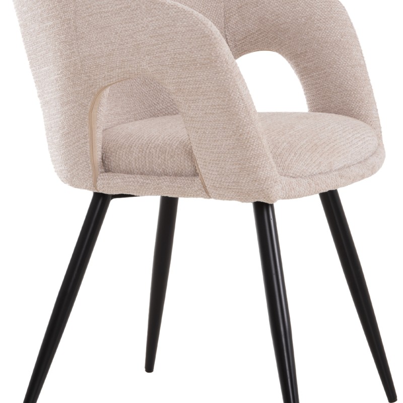 DINING CHAIR CORNEL FK18431.02 BEIGE FABRIC--BLACK METAL LEGS 59x56x79Hcm. DINING CHAIR CORNEL FK18431.02 BEIGE FABRIC--BLACK METAL LEGS 59x56x79Hcm.