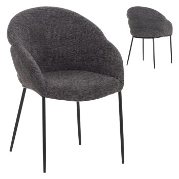 DINING CHAIR DRENNY FK18424.01 GREY FABRIC-METAL BLACK LEGS 62x63x85Hcm.
