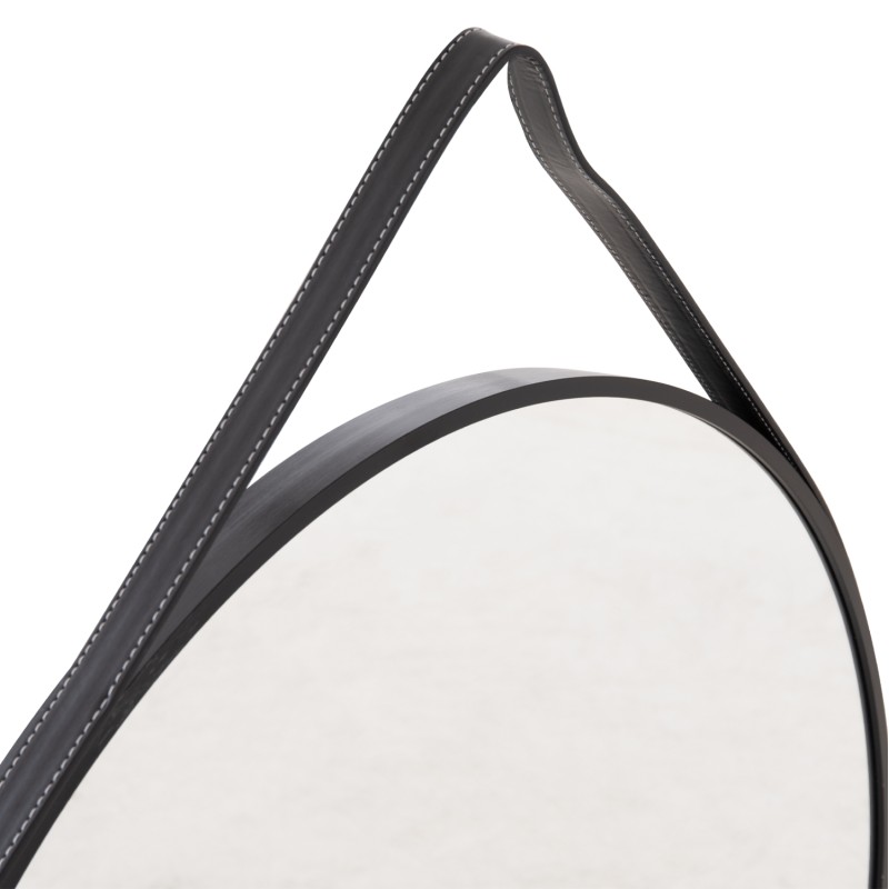 WALL MIRROR ROUND WITH HANGING STRAP HARKER FK4879 ALUMINUM FRAME IN BLACK Φ70cm WALL MIRROR ROUND WITH HANGING STRAP HARKER FK4879 ALUMINUM FRAME IN BLACK Φ70cm