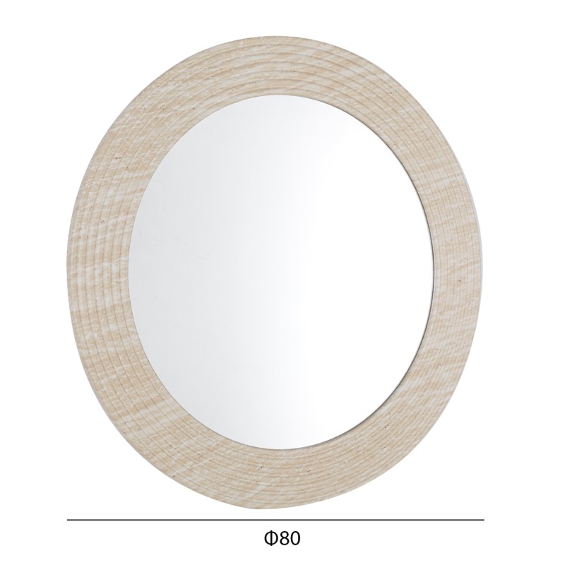WALL ROUND MIRROR FONTE FK4880 MDF WITH PVC FRAME IN TRAVERTINE COLOR SCHEME Φ80cm WALL ROUND MIRROR FONTE FK4880 MDF WITH PVC FRAME IN TRAVERTINE COLOR SCHEME Φ80cm