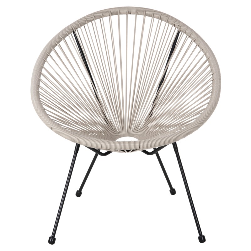 OUTDOOR LOUNGE SET 3PCS ACAPULCO FK11861.03 P.E.RATTAN ECRU-METAL IN BLACK OUTDOOR LOUNGE SET 3PCS ACAPULCO FK11861.03 P.E.RATTAN ECRU-METAL IN BLACK