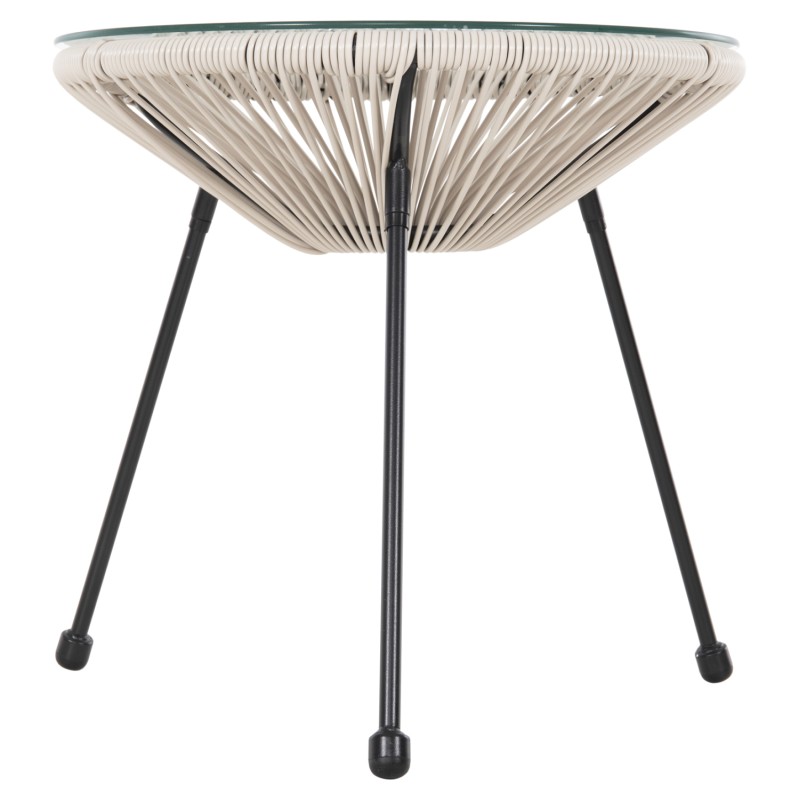 OUTDOOR LOUNGE SET 3PCS ACAPULCO FK11861.03 P.E.RATTAN ECRU-METAL IN BLACK OUTDOOR LOUNGE SET 3PCS ACAPULCO FK11861.03 P.E.RATTAN ECRU-METAL IN BLACK