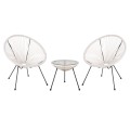 OUTDOOR LOUNGE SET 3PCS ACAPULCO FK11861.12 P.E.RATTAN WHITE-METAL IN BLACK OUTDOOR LOUNGE SET 3PCS ACAPULCO FK11861.12 P.E.RATTAN WHITE-METAL IN BLACK