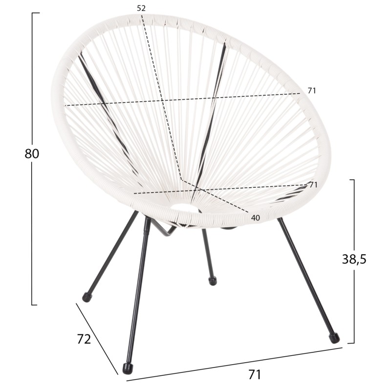 OUTDOOR LOUNGE SET 3PCS ACAPULCO FK11861.12 P.E.RATTAN WHITE-METAL IN BLACK OUTDOOR LOUNGE SET 3PCS ACAPULCO FK11861.12 P.E.RATTAN WHITE-METAL IN BLACK